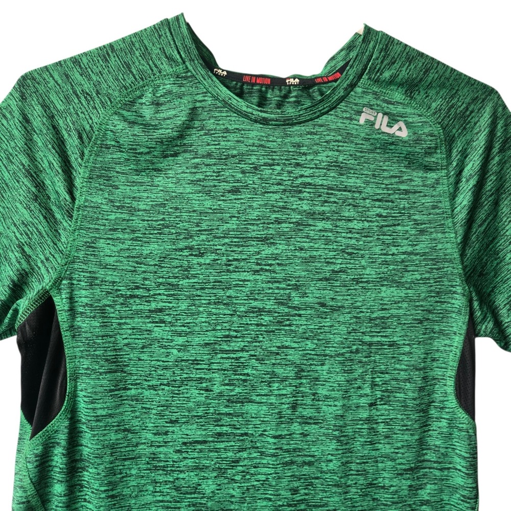 Fila Sport Mens Green Space Dye Performance‎ Running Shirt Short Sleeve Medium